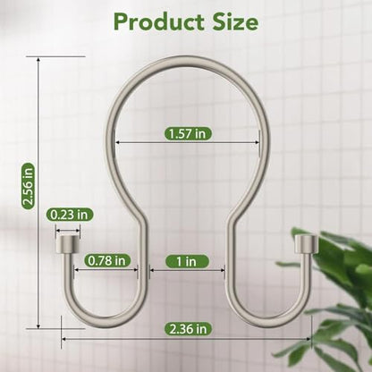 Shower Curtain Hooks, Simple Shower Curtain Rings, Sturdy Shower Curtain Hangers, Double Hook Shower Curtain Hooks, Smooth Gliding Metal Shower Hooks for Shower Curtain (Matte Nickel, 12 Pack) - color: Matte Nickel, size: 12 Pack