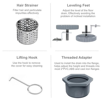 24 Inch Linear Shower Drain with Tile Insert Grate, Brushed | 304 Stainless Steel, Rectangle Tile Floor Drain for Bathroom, with Hair Strainer, Adjustable Feet, cUPC Certified - size: 24 inch