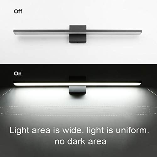 Ralbay 31.5inch Modern LED Black Vanity Light 28W Aluminum Frosted Acrylic for Bathroom Vanity Lighting Fixtures Cool White 6000K - color: Black, size: 31.5 inch
