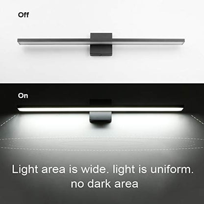 Ralbay 31.5inch Modern LED Black Vanity Light 28W Aluminum Frosted Acrylic for Bathroom Vanity Lighting Fixtures Cool White 6000K - color: Black, size: 31.5 inch