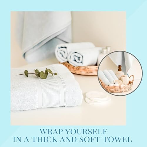 Luzia 8 Piece Towel Set - 100% Turkish Cotton, Premium Quality - 2 Bath Towels 2 Hand Towels and 4 Washcloths (Light Blue) - color: Light Blue