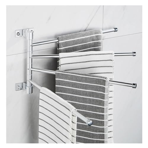 ZHOUXIAO Modern Swing Out Towel Bar Holder with Hooks for Bathroom and Kitchen/Swivel Multiple Towel Rack, Towel Bar Folding Arm Swivel Hanger Bathroom Storage Wall Mounted 5Bars