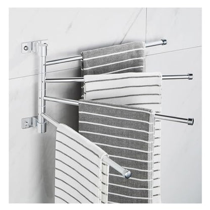 ZHOUXIAO Modern Swing Out Towel Bar Holder with Hooks for Bathroom and Kitchen/Swivel Multiple Towel Rack, Towel Bar Folding Arm Swivel Hanger Bathroom Storage Wall Mounted 5Bars