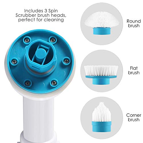 Replacement Brush Heads for Hurricane Spin Scrubber with Multi-Function Set of 3（Flat,Dome,Corner） and Adapter for Bathroom, Floor, Wall and Kitchen