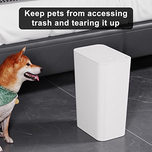 N. NETDOT Bathroom Trash Can with Lid 3 Pack Set,2 Packs 4Gal Slim Kitchen Trash Can and 1 Pack 2.6Gal Garbage Can,Small Trash Bin/Waste Basket for Bedroom,Office(Off White) - color: Off White, size: 2 X 4 Gal & 1 X 2.6 Gal