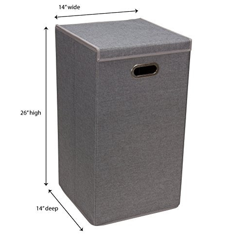 Household Essentials 5620 Collapsible Single Laundry Hamper with Magnetic Lid - Grey - color: Grey, style: Single