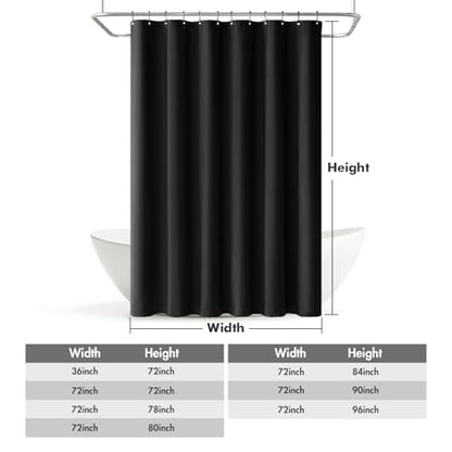 MIULEE Linen Fabric Shower Curtain Black W72*L72 12 Metal Hooks | Washable, Modern, Heavy Duty, Shower Curtain Set, Waterproof Thick Cloth Shower Curtains, Bathroom Bathtub - color: Black, size: 72"W x 72"L (Pack of 1)
