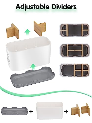 GFWARE Toothbrush Holders for Bathrooms - Bamboo Divider Toothbrush and Toothpaste Holder with Drainage, Kids Electric Toothbrush Organizer for Bathroom Countertop, White Tooth Brush Holder | 5 Slots Toothbrush and Toothpaste Holder with Bamboo Divider, K