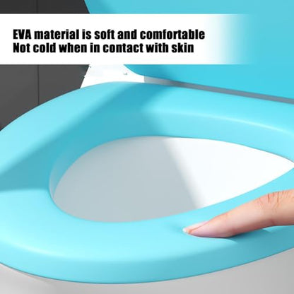 Soft Close Round Toilet Seat - Thickened Plastic Lid, Easy to Clean, Quiet Comfort, Fits Standard Toilets, White, Easy Install (Blue) - color: Blue