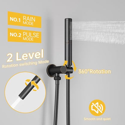 BESy Shower System with 10 Inch Round Rain Shower Head and Handheld Wall Mounted, High Pressure Rainfall Shower Faucet Fixture Combo Set with 2 in 1 Handheld Showerhead for Bathroom, Bronze - color: Bronze