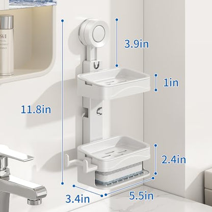 Suction Cup Soap Holder for Shower Wall, No Drilling Bar Soap Dish | No Drilling Self Adhesive, For Kitchen and Bathroom, Durable ABS Material, Easy Installation - size: Large&Small