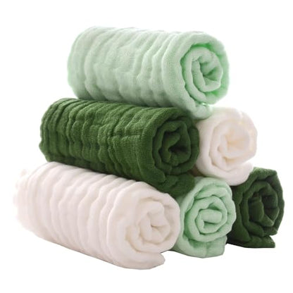 Cotton washcloths, face Cleaning Cloths,Bath Small Towels,6 Pack, 12x12 Inches - color: Green