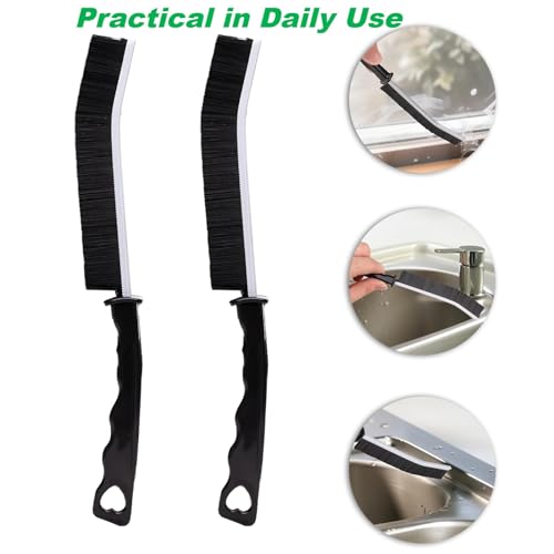 Crevice Cleaning Brush Hard Bristle Grout Brush Scrub Brush Toilet Brush Cleaning Tools Cleaning Supplies for Household Use Bathroom Kitchen 3 Pcs (Black&White) - color: Black&white