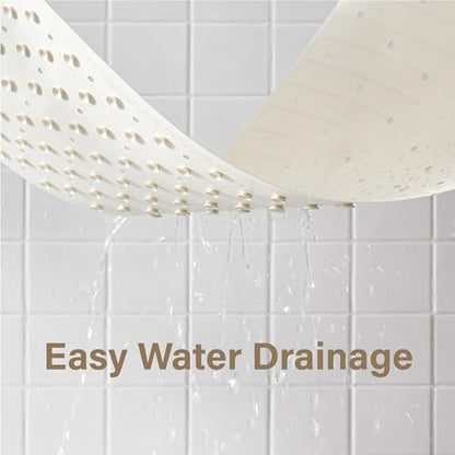 Extra Long Rubber Bathtub Mat, Non-Slip Shower Tub Mat, 39x16 Inch, Bath Tub Floor Mat with Suction Cups and Drainage Holes, Ivory White - color: Ivory White