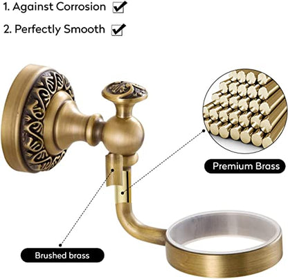 Leyden Antique Brass Soap Dispenser,Wall Mount Hand Soap Pump Bathroom Liquid Holder Lotion Bottles Vintage Dish Ceramics Removable for Kitchen Sink Countertop