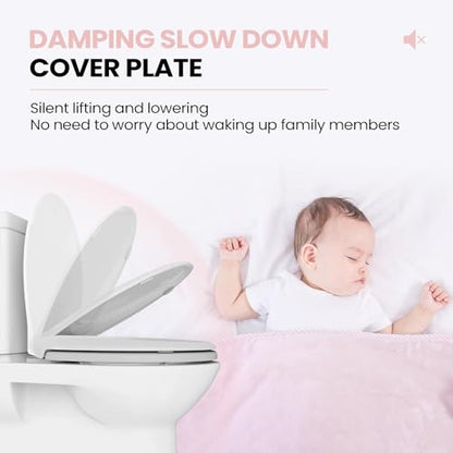 SS114 Toilet Seat Elongated Compatible with TOTO SS113/SS154/SS224/SS204 | Soft Close Toilet Seat Elongated, Traditional Toilet Seat Replacement with Toilet Bolts and Nut - Cotton White
