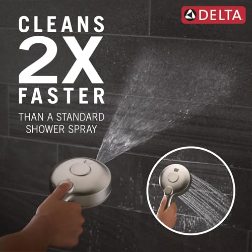 Delta 5-Setting HydroRain 2-in-1 Dual Shower Head with ProClean Spray, Brushed Nickel High Pressure Shower Head with Handheld Spray, 1.75 GPM Flow Rate, Satin Nickel 75419SN - color: Spotshield Brushed Nickel