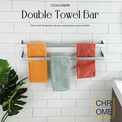 KOKOSIRI Towel Bars Bath Towel Holders 32 Inches Chrome Bathroom 2-Tiers Ladder Towel Rails Wall Mounted Towels Shelves Rack Polished Stainless Steel, B5008CH-L32 - color: Polished Chrome, size: 32-Inch
