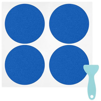 S&X 24 Pcs Non Slip Shower Stickers (Large 4" Round), Blue Anti Slip Grip Decals, High Traction Bathtub Dots, Durable Grit Stickers for Kids & Family Safety with Scraper - color: Blue, size: Round