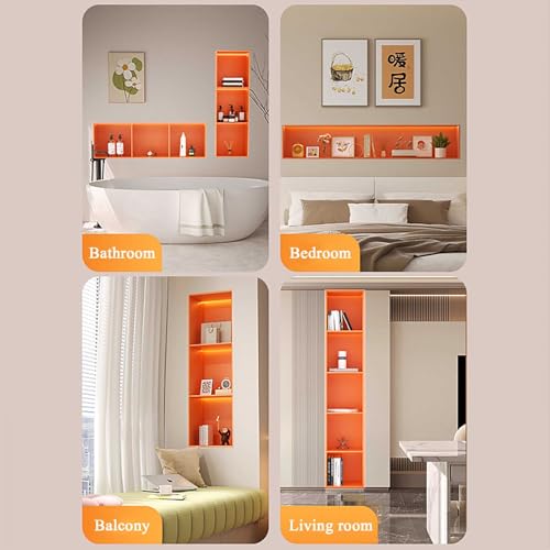 Stainless Steel Shower Niche Wall Insert Recessed Double Shelf Shower Storage for Bathroom Living Room, 70x28x12.5cm, Orange - color: 3 layer