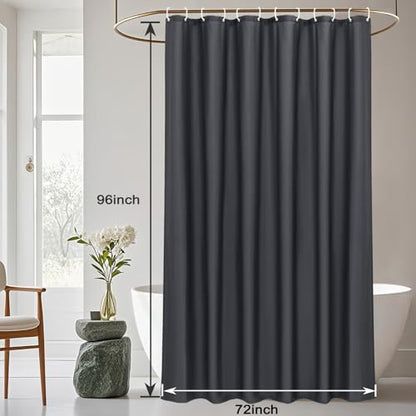 AooHome 96 inch Extra Long Solid Shower Curtain for Hotel, Water Repellent Shower Curtain Liner with Hooks, 72 Width x 96 Height inch, Dark Grey - color: Dark Grey, size: 72"W x 96"L (Pack of 1)