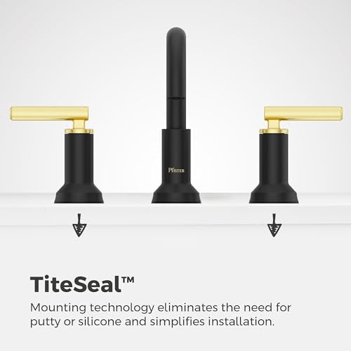 Pfister Capistrano 3Hole Widespread Black & Gold Bath Faucet LF049CSOBBG | Push & Seal drain, TiteSeal no-putty mount, 8in vanity faucet, Lead-free NSF - color: Matte Black and Brushed Gold, size: 1 Pack