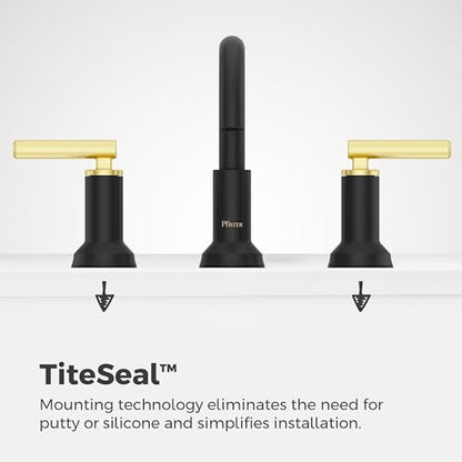 Pfister Capistrano 3Hole Widespread Black & Gold Bath Faucet LF049CSOBBG | Push & Seal drain, TiteSeal no-putty mount, 8in vanity faucet, Lead-free NSF - color: Matte Black and Brushed Gold, size: 1 Pack
