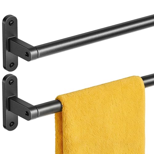 Powools Matte Black Towel Rack for Bathroom - 24" Rustproof Towel Holder, Sturdy Towel Bar Wall Mounted, Space-Saving Towel Hanger, Bathroom Accessories, Home Decor, Apparment Essentials, 2 Packs - color: Matte Black, size: 24" - 2 Pack