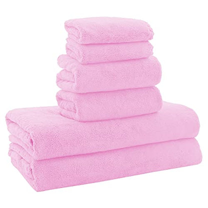 MOONQUEEN Ultra Soft Microfiber Coral Velvet Towel Set - Quick Drying - 2 Bath Towels, 2 Hand Towels, 2 Washcloths - Frozen Berry, 6 Pcs - color: Frozen Berry
