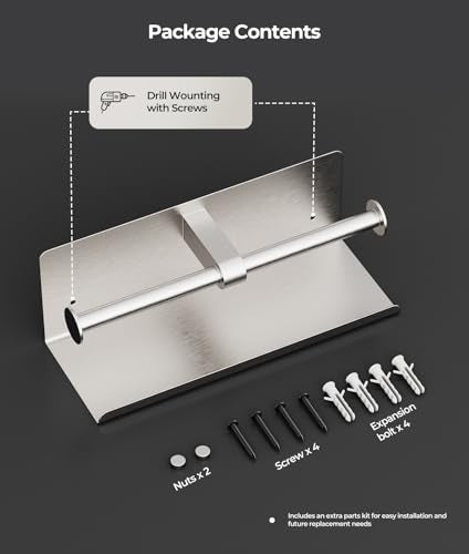 Double Toilet Paper Holder with Shelf, Wall Mount Tissue Roll Holder for Bathroom, 304 Stainless Steel Commercial Toilet Paper Dispenser with Phone Shelf, Brushed Nickel - color: Brushed Nickel