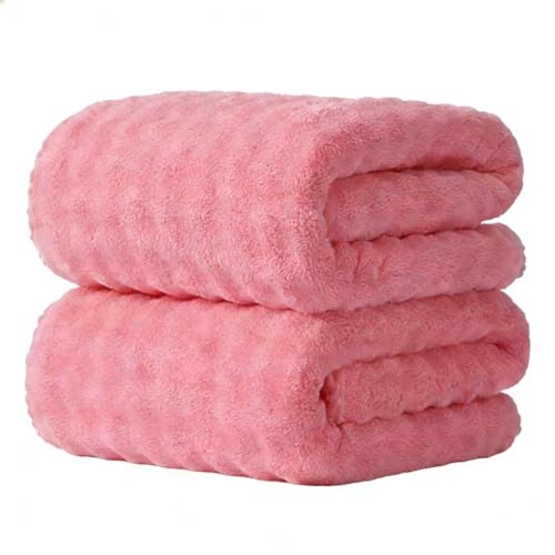 Bath Towels Pack of 2, Microfiber Ultra Soft Highly Absorbent Bath Towel Set, Lightweight and Quick Drying Towels for Body, Sport, Yoga, SPA, Fitness - Pink - color: Pink, size: 35x66" BATH Towel Set of 2