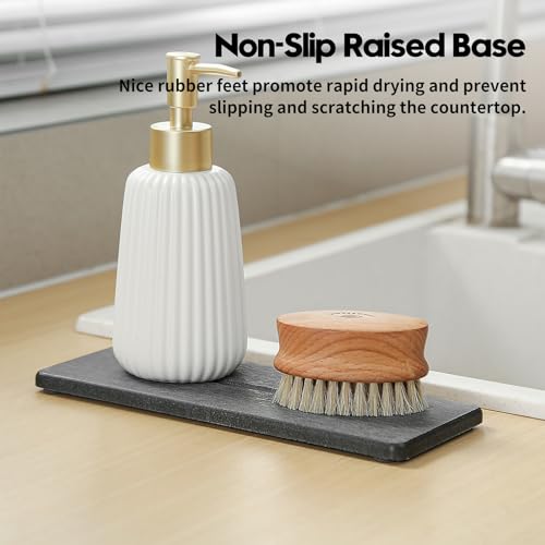 2 Pack Diatomite Stone Sink Tray, Water Absorbing Mat for Kitchen & Bathroom Counter, Quick Dry Soap Dish Makeup Vanity Caddy,Sponge Holder Organizer, Dark Gray - 2pcs of 9"x 3.5" - color: 2 Pcs - Dark Gray - 9"x 3.5"