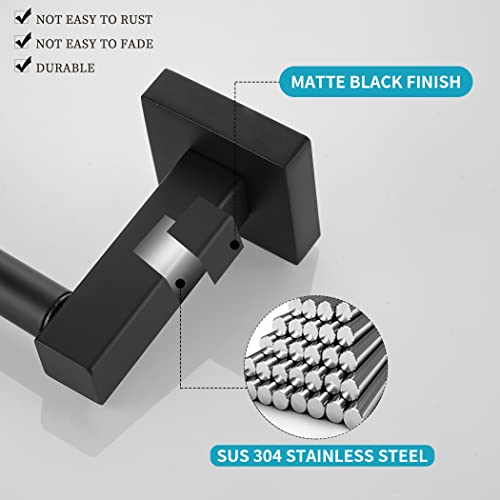 WOLIBEER Black Toilet Paper Holder Towel Ring, Matte Bathroom Hand Towel Holder Toilet Roll Holder, Modern Bath Hardware Set Wall Mounted Stainless Steel 2 Pieces - color: Black