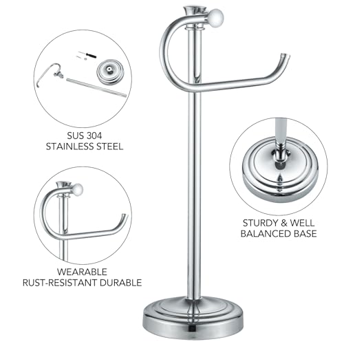 17 Inch Polished Chrome Stand Towel Bar Hanger Hand Towel Bar Bathroom Vanity Countertop Towel Holder Free Standing Stainless Steel Towel Ring Hardware Accessories Towel Rack - color: Polished Chrome