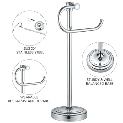 17 Inch Polished Chrome Stand Towel Bar Hanger Hand Towel Bar Bathroom Vanity Countertop Towel Holder Free Standing Stainless Steel Towel Ring Hardware Accessories Towel Rack - color: Polished Chrome