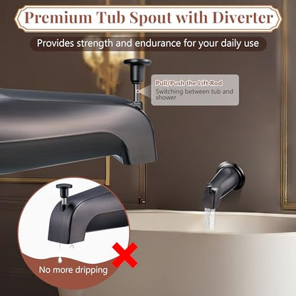 Dreyoo Tub Spout, Tub Faucet for Bathtub (Oil Rubbed Bronze,Simple) | Bathroom Bathtub Faucet with Adapters, Hex Wrench, Universal Faucet for Bathtub Fits 1/2" Copper Pipe, 1/2" IPS and 3/10" IPS - color: Oil Rubbed Bronze, style: Simple