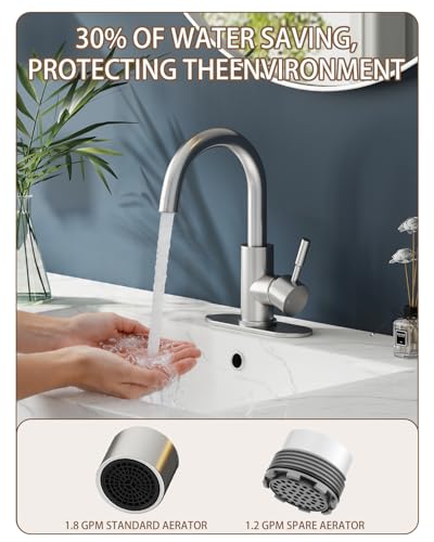 Bathroom Faucets, Bar Sink Faucet Single Hole for Bathroom Kitchen Campers with Pop-Up Drain Hose, Suitable for Farmhouse Vanity Lavatory - color: Brushed Nickel, style: Classic