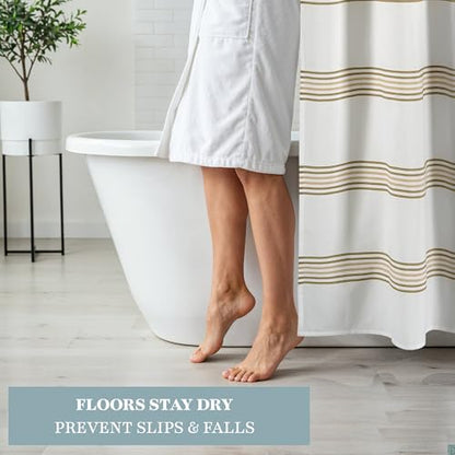 LANE LINEN Waterproof Shower Curtain - 72W x 72H - 2 in 1 Fabric Design with Built in Laminated Inner Layer - No Liner Needed - Quick Dry & Machine Washable - Header with Rust Proof Grommets - Beige - color: Laminated - Beige, size: 72"W x 72"L (Pack of 1