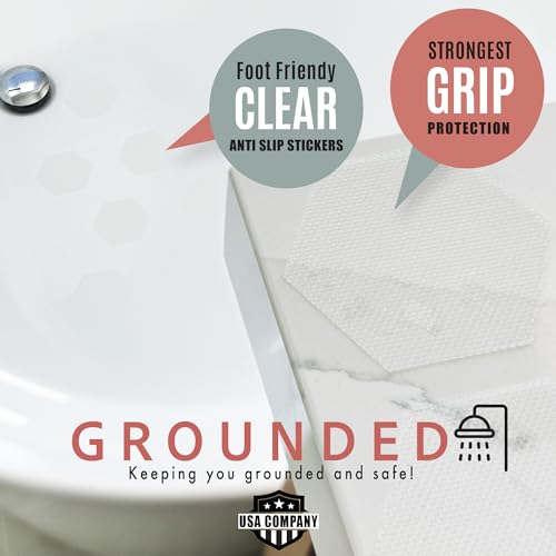 Anti Slip Shower Stickers, Non Slip Bathtub Stickers for Safety, Shower Floor non slip stickers with Scraper for Bathtub, Shower, Stairs, Boats. Bathtub Non Slip Stickers 28 Clear Hexagon - 3 in wide