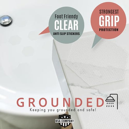 Anti Slip Shower Stickers, Non Slip Bathtub Stickers for Safety, Shower Floor non slip stickers with Scraper for Bathtub, Shower, Stairs, Boats. Bathtub Non Slip Stickers 28 Clear Hexagon - 3 in wide