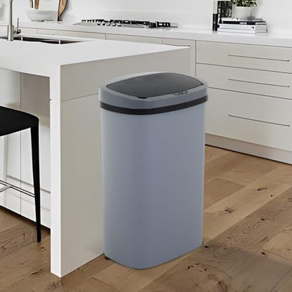 13 Gallon Trash Can,Soft Close Large Garbage Can with Lid,Automatic Indoor Smart Trashcans for Kitchen,Waterproof Trashcans for Kitchen,Touch-Free Trash Can,Gray - color: Gray, style: 1 piece