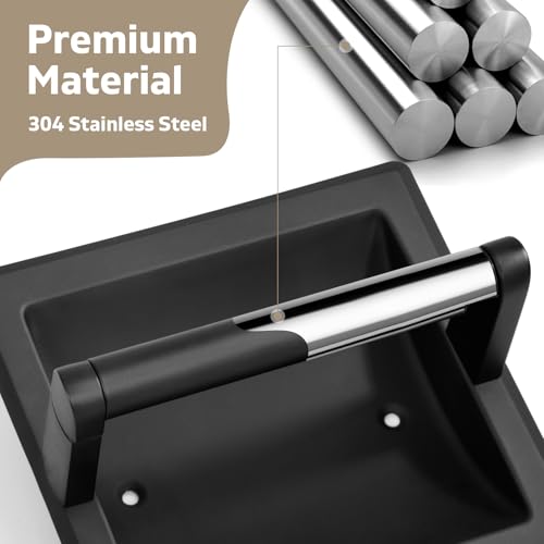 Recessed Toilet Paper Holder for Rolls, Pivoting Stainless Steel in Wall Toilet Paper Holder, Wall Mounted Bathroom Tissue Roll Dispenser with Modern Matte Black Finish - color: Recessed Black