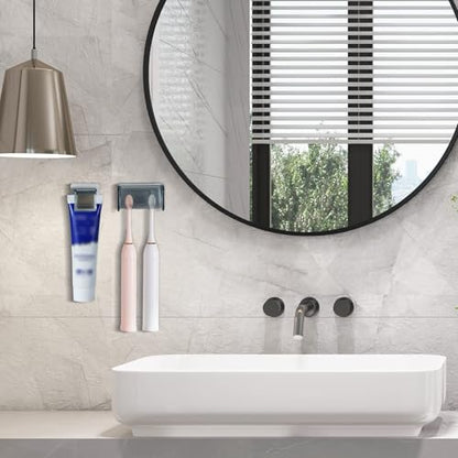 Wall-Mounted Toothbrush Holder with Cover, 2-Slot Organizer with Toothpaste Clip for Bathroom, Shower (Clear Combination 1) - color: Combination 1