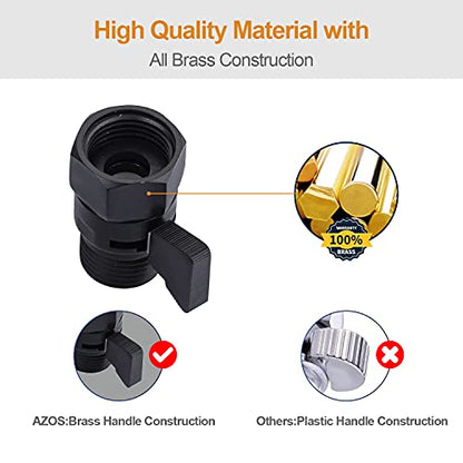 High Pressure Double Shower Head with Shut-Off Valve and Shower Arm Set Solid Brass Casting Dual Outlet Manifold Dual Shower Fixed Head 3 Function Shower Heads Sprayers, Matte Black - color: Matte Black