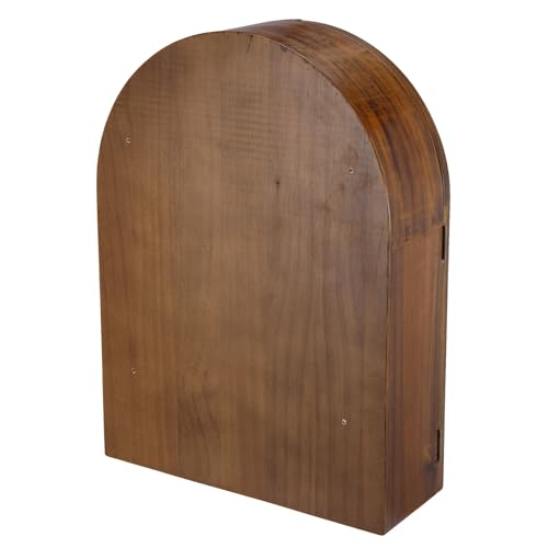 MyGift Medicine Cabinet, Arched Wall Cabinet, Bathroom Medicine Wall Mounted Cupboard, Mid Century Style Floating Storage Cabinet with Glass Door, Natural Acacia Wood