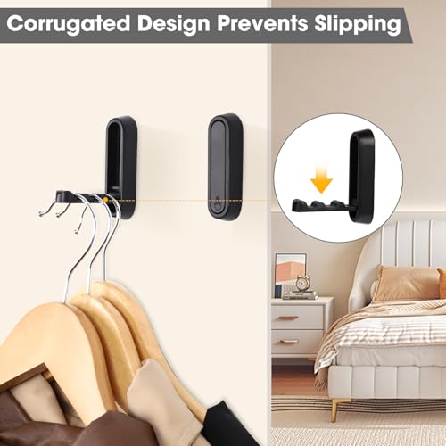 Dntorx Folding Wall Hooks, 2 Pcs Foldable Black Coat Hooks Heavy Duty Foldable Hook Bathroom Towel Hooks Robe Hooks Wall Mounted for Hanging Coat Towels Clothes Hat Bags Keys | 90° Foldable Design, Wall Mounted, Holds Up To 40 Lbs, Screws And Anchors Incl