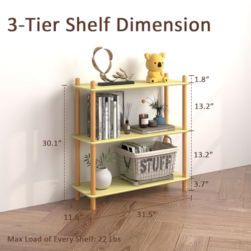 3-Tier Bamboo Freestanding Shelf Unit, Versatile Open Shelf Display - size: 31.5''W 3-tier