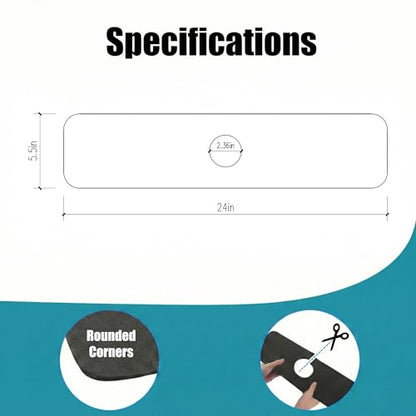 Cuttable Kitchen Sink Faucet Mat: 24" Lx5.5 W Splash Guard with Center Hole | Customizable Absorbent Non-slip Fabric Rubber Mat, Cut to Fit 2,3,4 Holes Irregular Sink with Soap Dispenser Air Gap - size: 24''Lx5.5''W