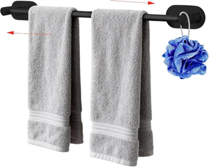 Self Adhesive Towel Bar, Adjustable 16-24" Stick Bath Towel Rack for Bathroom, SUS304 Stainless Steel No Drill Stick on Wall Bathroom Towel Holder for Home, Kitchen (1 Pack Black) - color: Black
