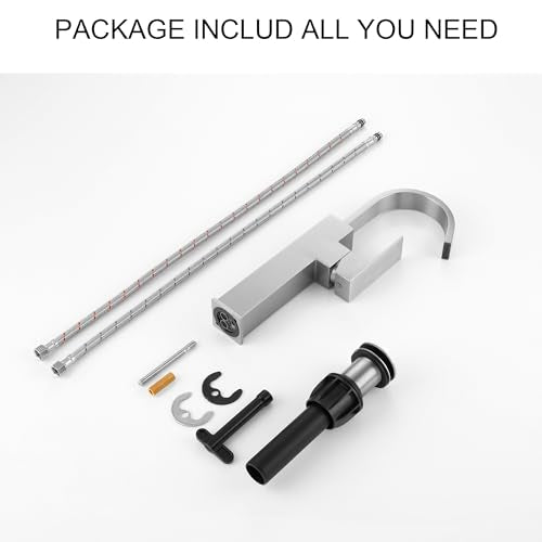 Brushed Nickel Single Handle Tall Bathroom Faucet，Vessel Sink Faucet Waterfall Bathroom Faucet Single Hole Lavatory Vanity Tap Single Hole Bar Sink Faucet with Pop Up Drain and Supply Lines,SL50044BN - color: Brushed Nickel, size: Tall